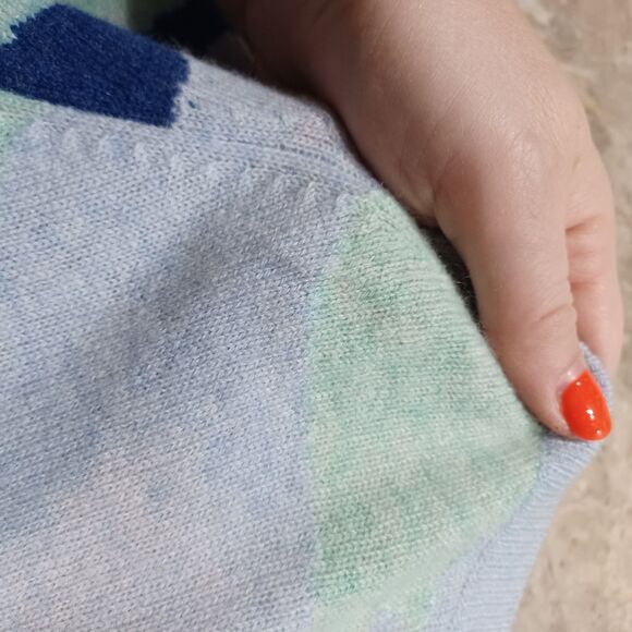 Brodie Cashmere Cora Camo Jumper  Blue Mist Long Sleeve Crew Neck Sweater XS - Picture 7 of 7